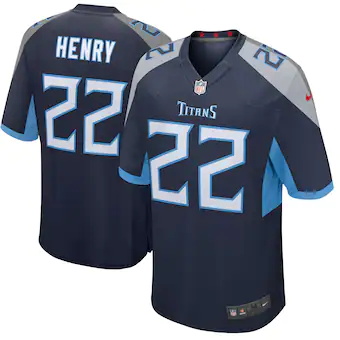 mens nike derrick henry navy tennessee titans player game j